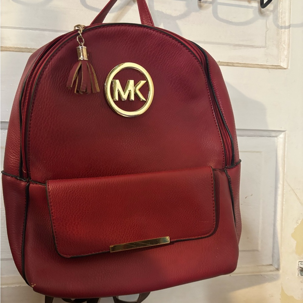 Michael Kors Burgundy Leather Backpack